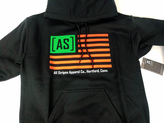 All Stripes Apparel Co. Red Black & Green Logo Pullover Hooded Sweatshirt